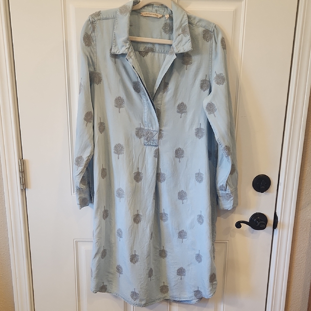 Soft Surroundings Sky Blue Embroidered Tunic